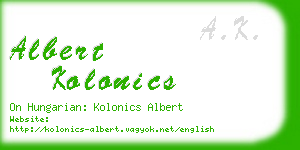 albert kolonics business card